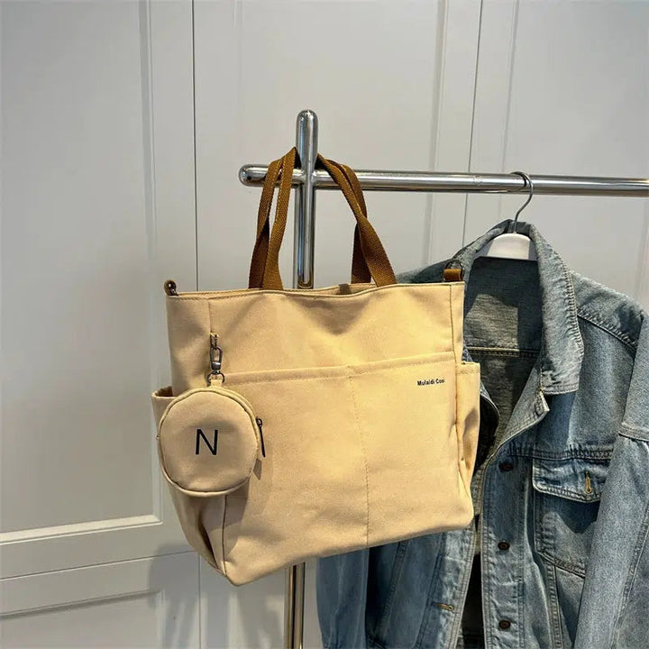 Multi-Pocket Detachable Strap Tote Bag