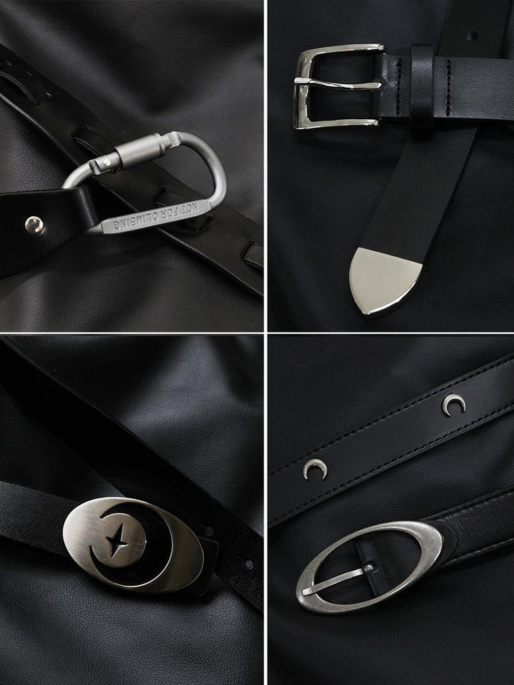 Multi-Style Leather Belts with Decorative Buckles