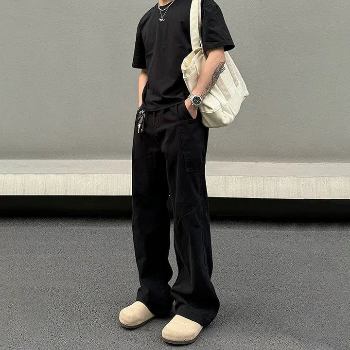 Multi-pocket Black Overalls