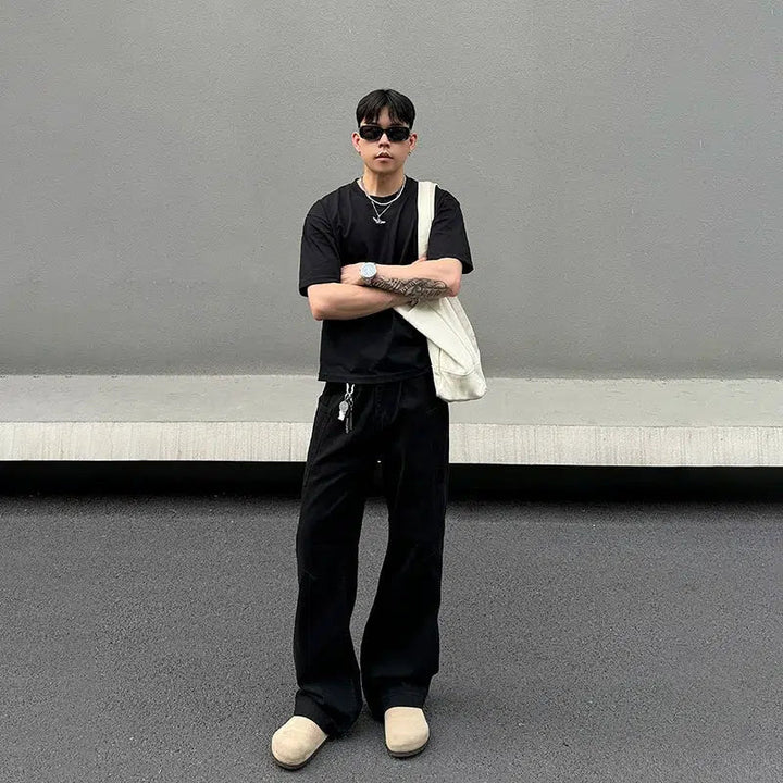 Multi-pocket Black Overalls