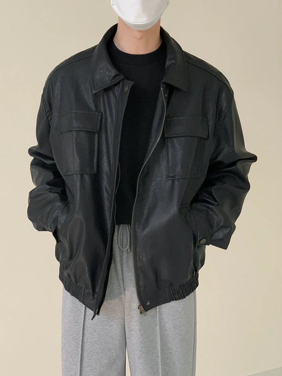 Multi-pocket Leather Jacket