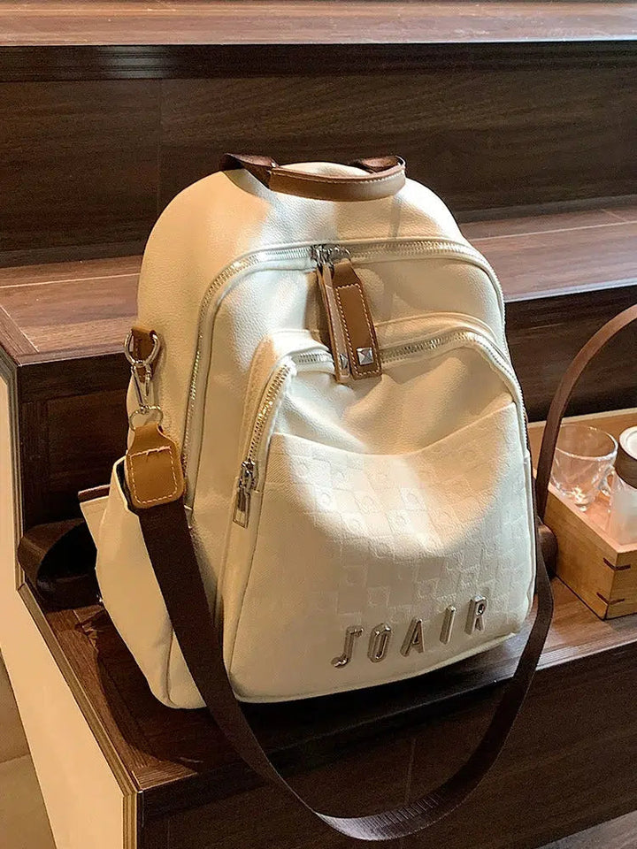 Multiple Pockets Leather Backpack