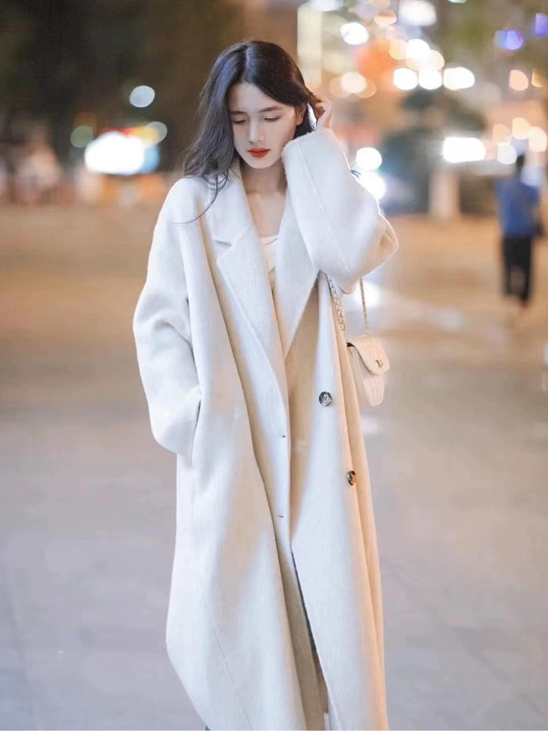 Notch Lapel Double-Breasted Wool Coat