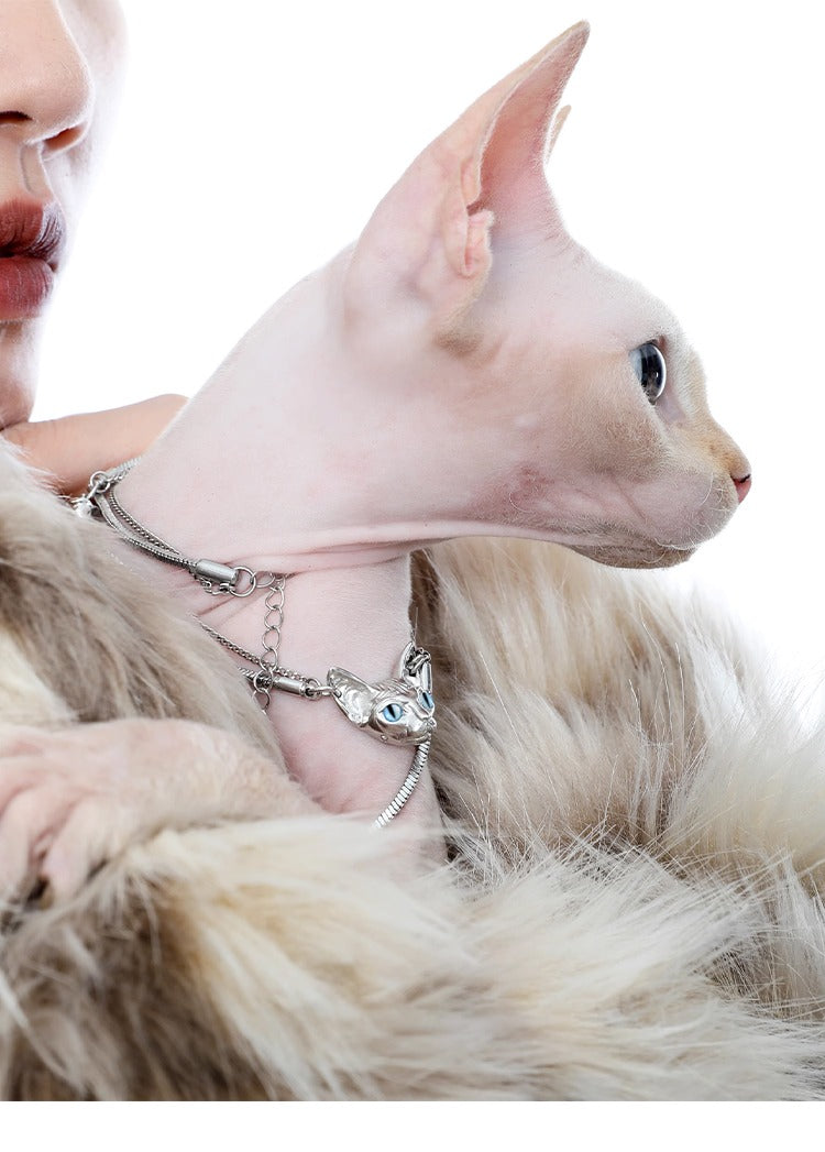 Collier Pendentif Chat Chaîne Clavicule 