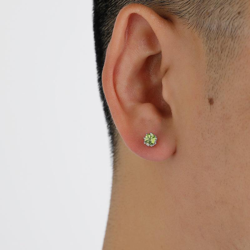 Olive Green Zircon Stud Earrings