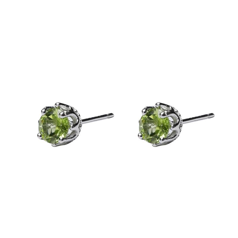 Olive Green Zircon Stud Earrings