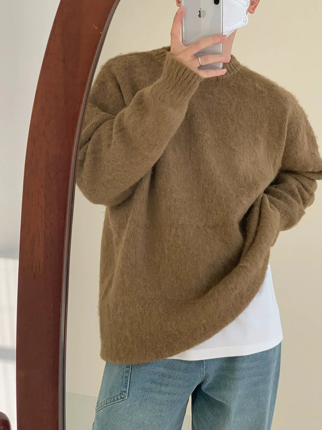 Olive Mohair Pullover Sweater