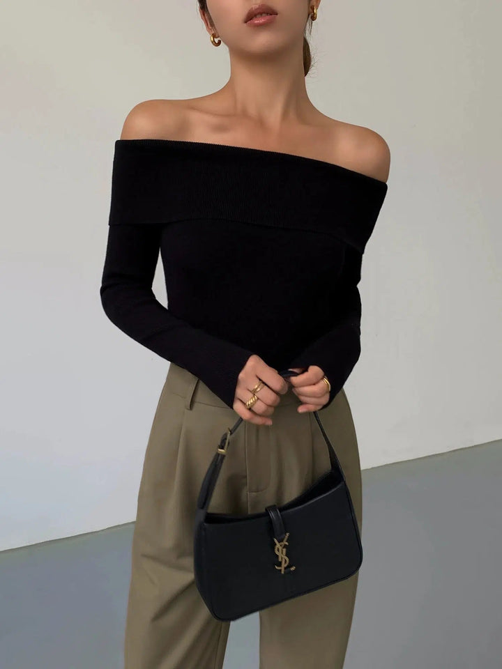 One-shoulder Knitted Sweater