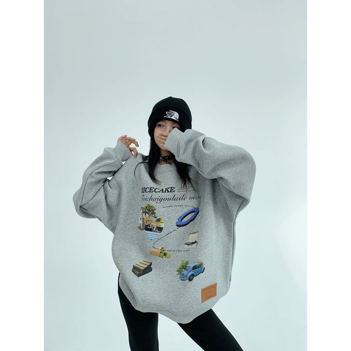 Oversized Cartoon Print Sweatshirt