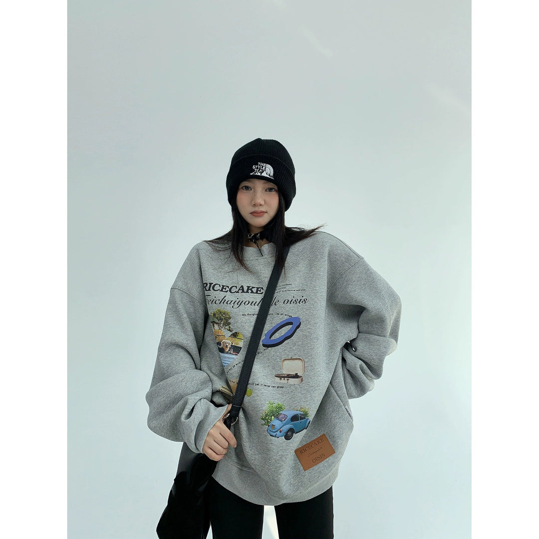 Oversized Cartoon Print Sweatshirt