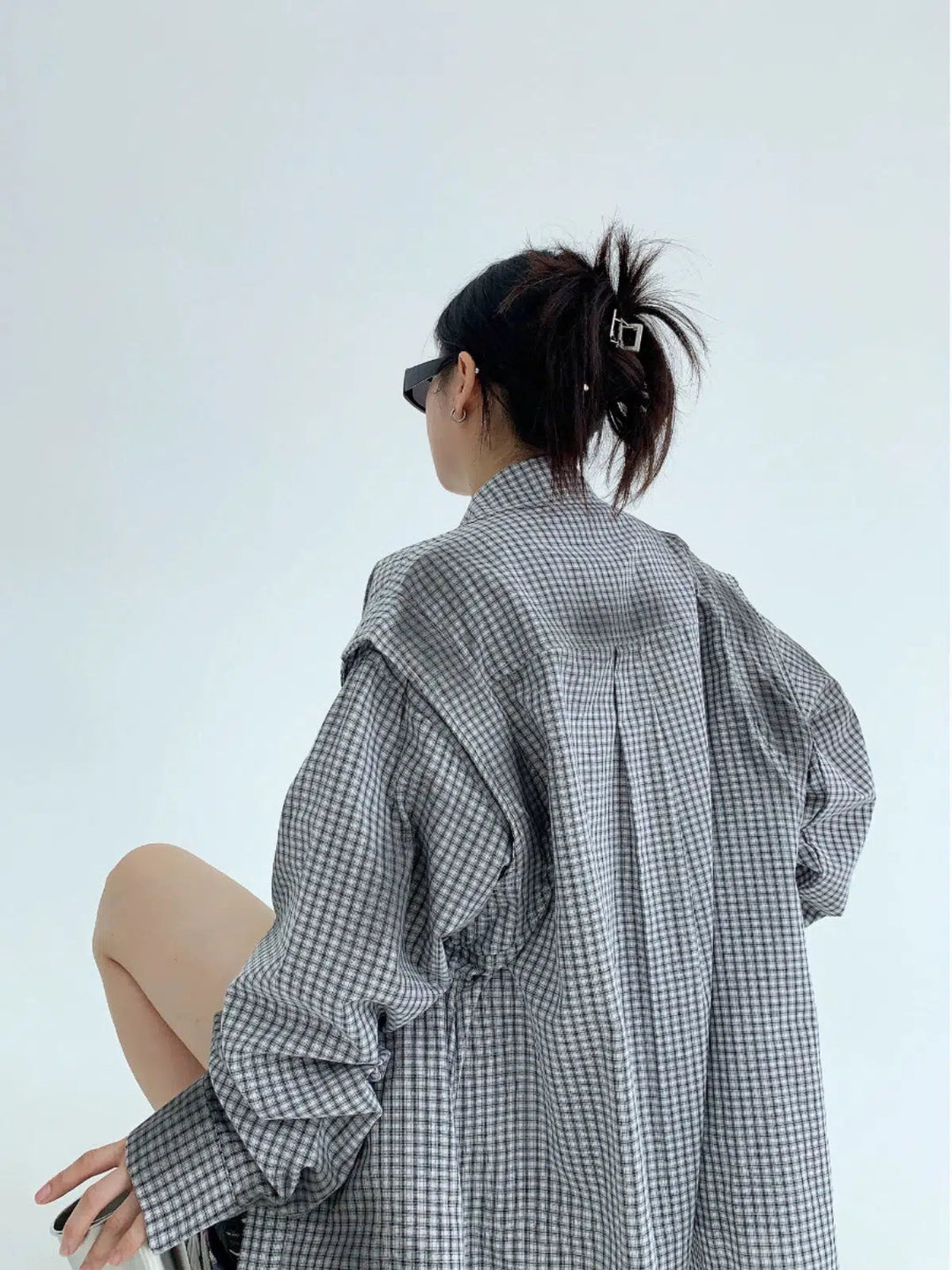 Oversized Checkered Button-Up Shirt