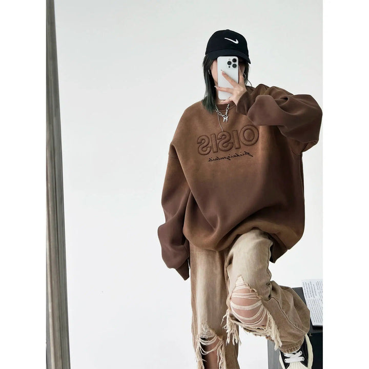 Oversized Crew Neck Gradient Sweatshirt