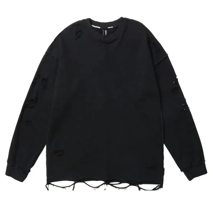 Oversized Cut Holes Round Neck Bottoming Shirt