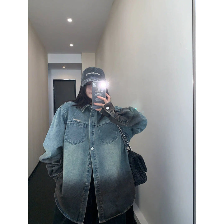 Oversized Denim Gradient Shirt