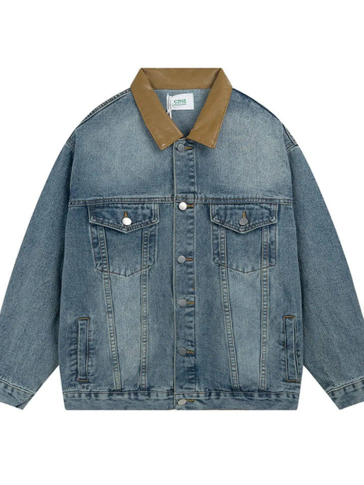 Corduroy Collar Oversized Denim Jacket