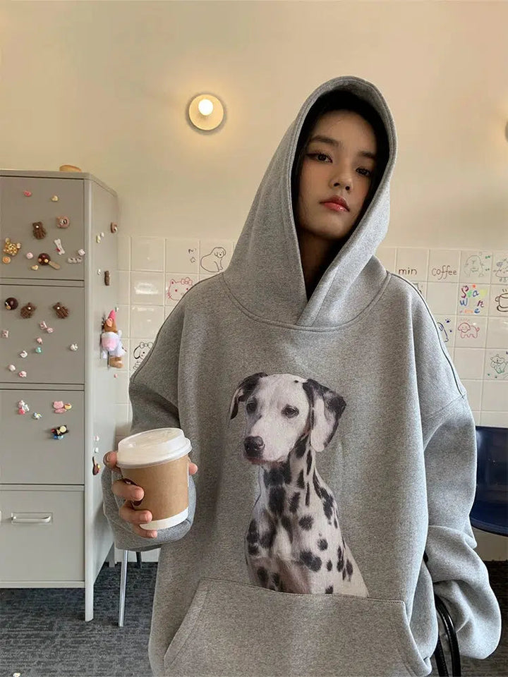 Oversized Dog Print Hoodie