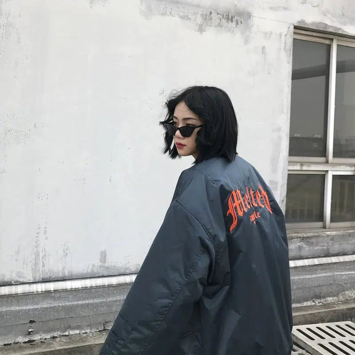 Oversized Embroidered Bomber Jacket