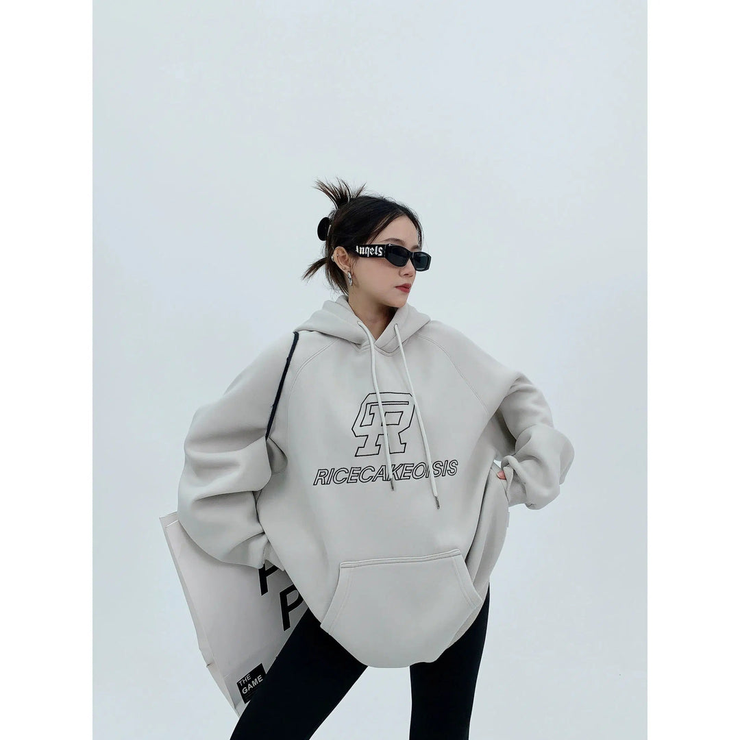 Oversized Embroidery Graphic Hoodie