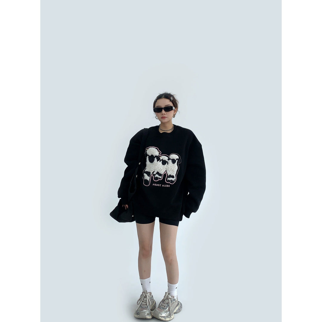 Oversized Fit Graphic Sheep Sweatshirt