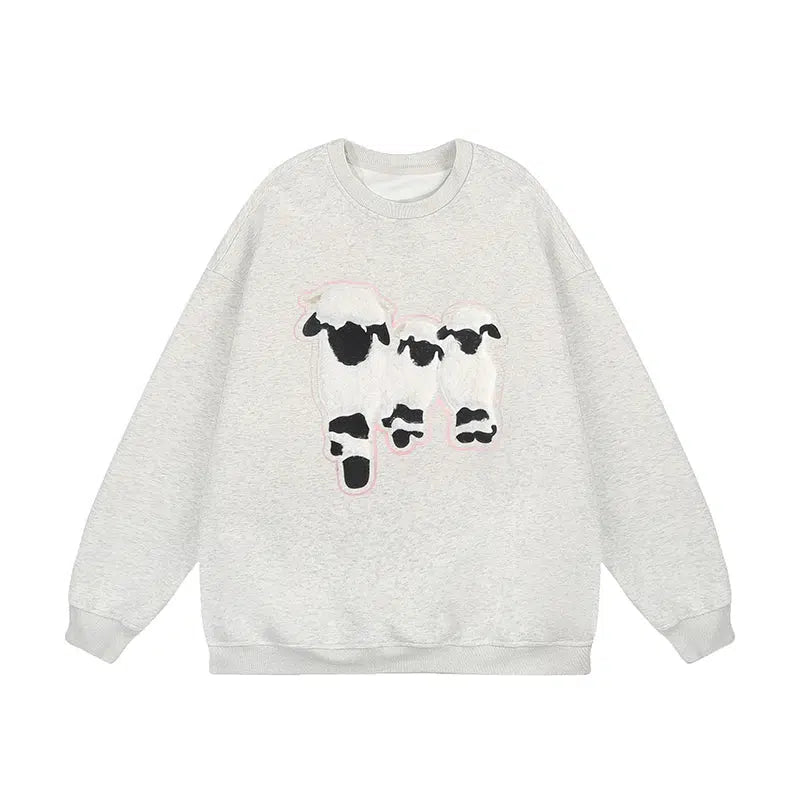 Oversized Fit Graphic Sheep Sweatshirt