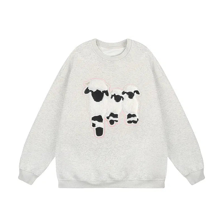 Oversized Fit Graphic Sheep Sweatshirt