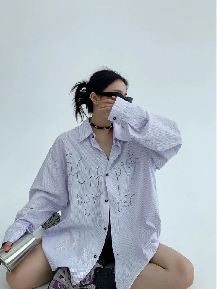 Oversized Graphic Button-Up Shirt