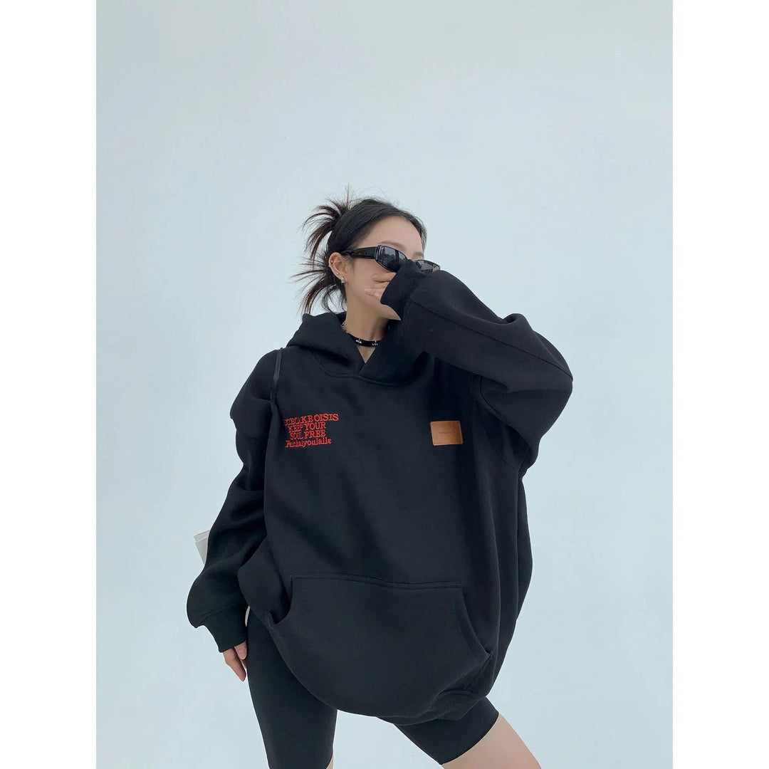 Oversized Embroidery Graphic Hoodie