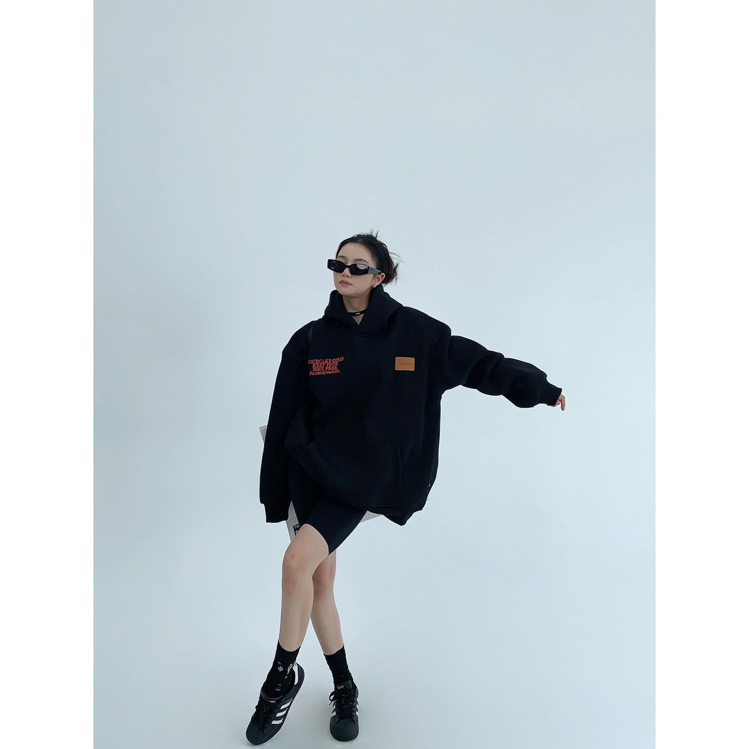 Oversized Embroidery Graphic Hoodie