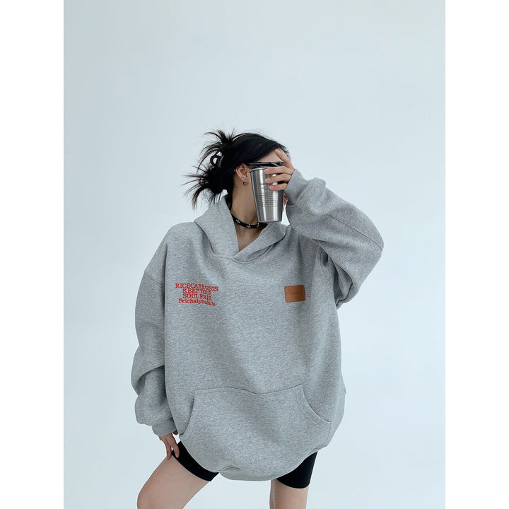 Oversized Embroidery Graphic Hoodie