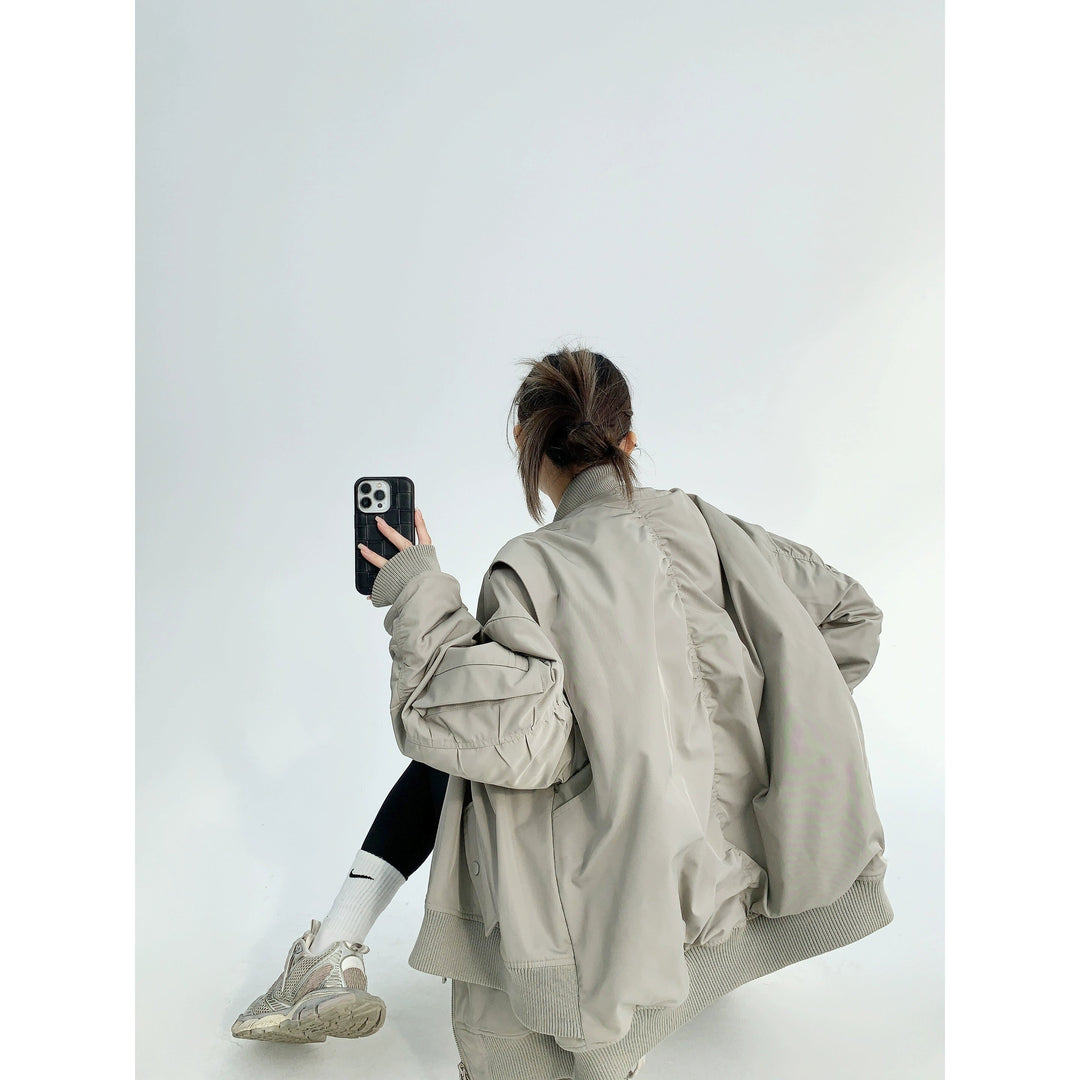 Oversized Hooded Bomber Jacket