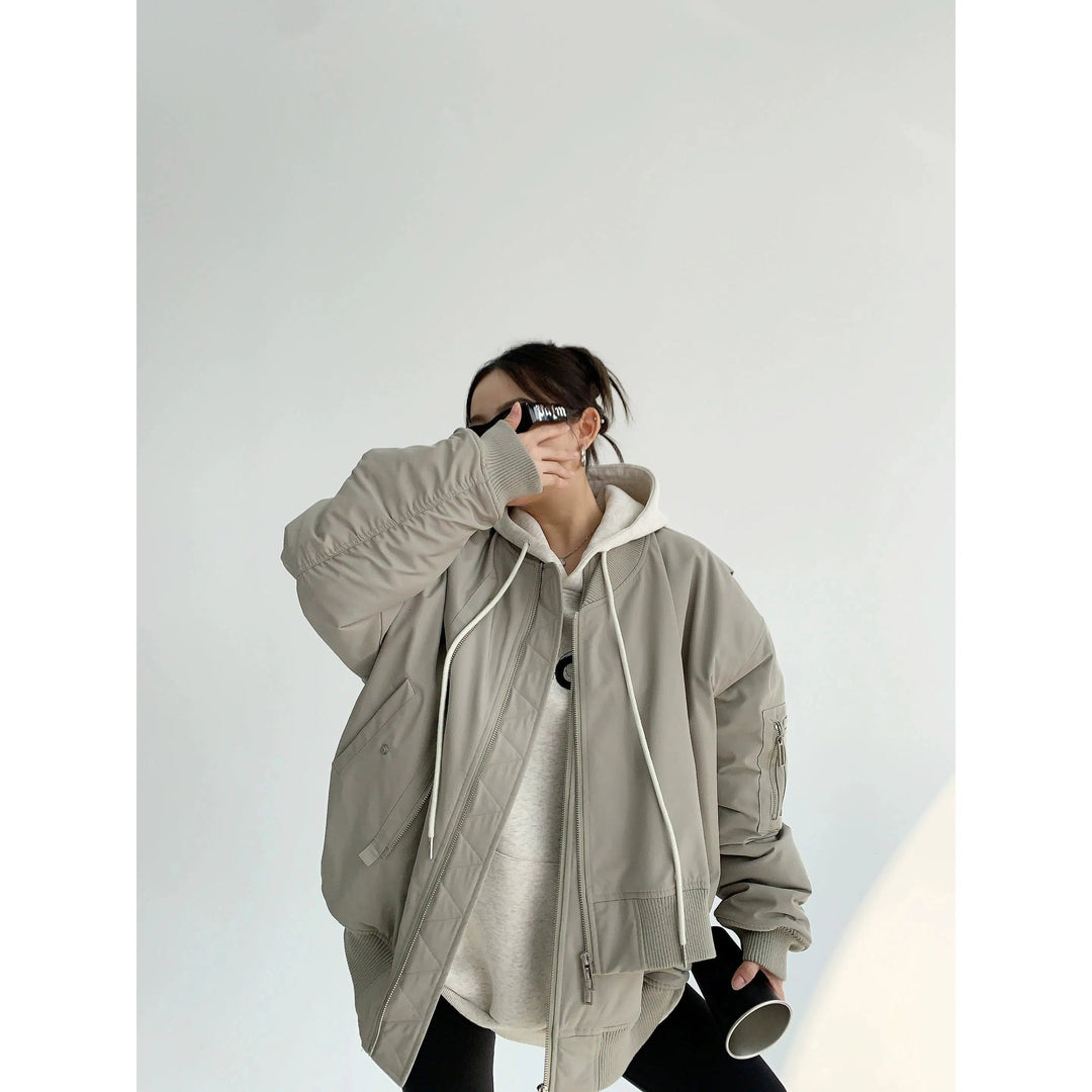 Oversized Hooded Bomber Jacket