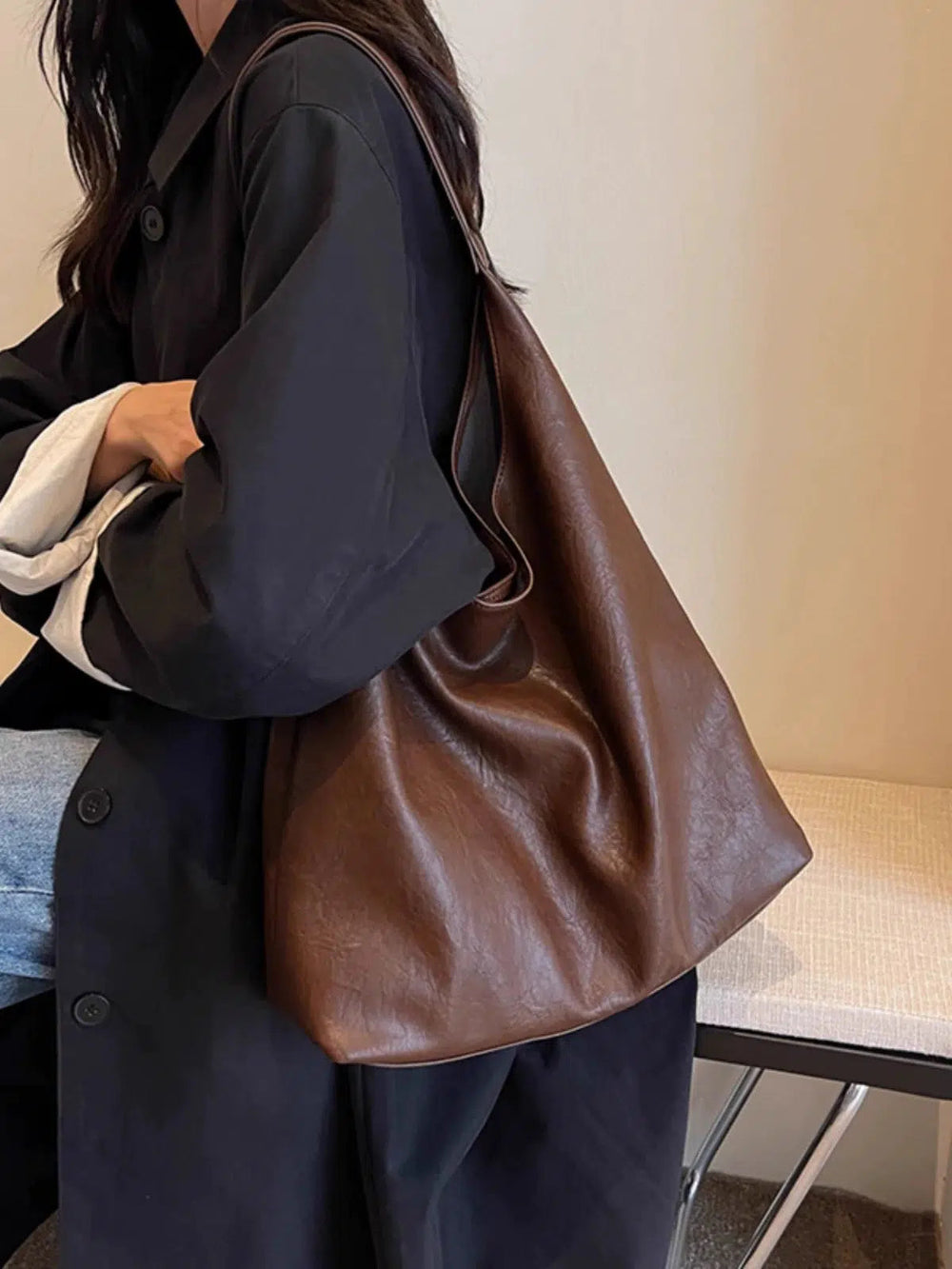 Oversized Leather Shoulder Bag