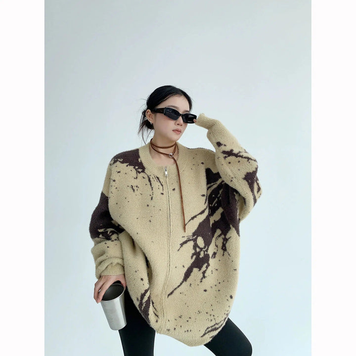 Oversized Mink Zip-Up Sweatshirt