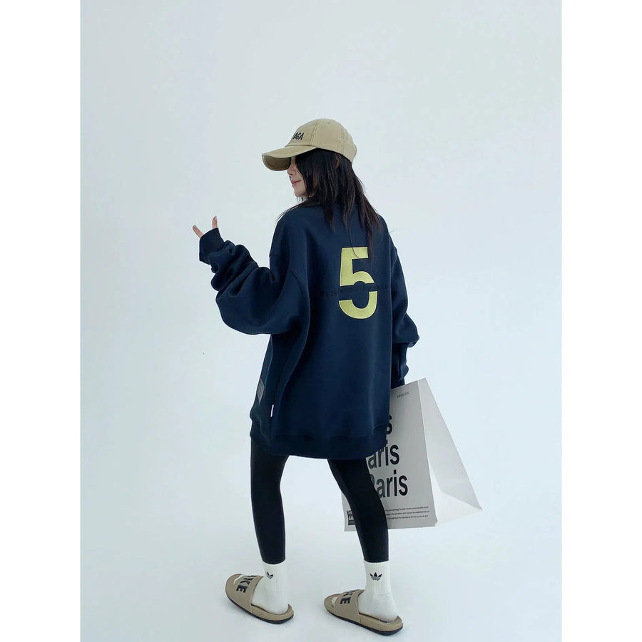 Oversized Number Print Sweatshirt