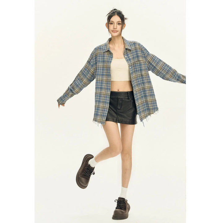 Oversized Plaid Button-Down Comfort Shirt