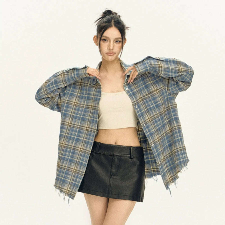 Oversized Plaid Button-Down Comfort Shirt