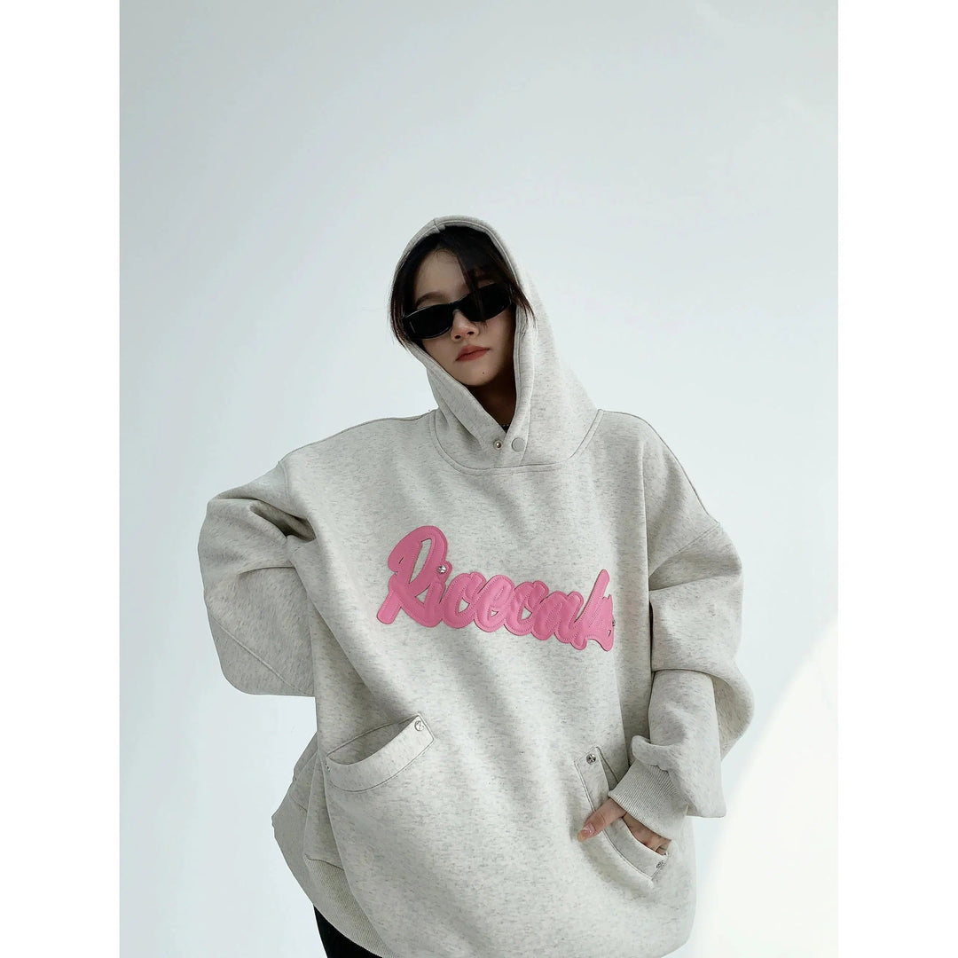 Oversized Pockets Graphic Hoodie