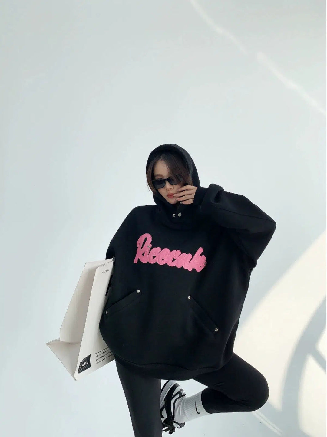 Oversized Pockets Graphic Hoodie