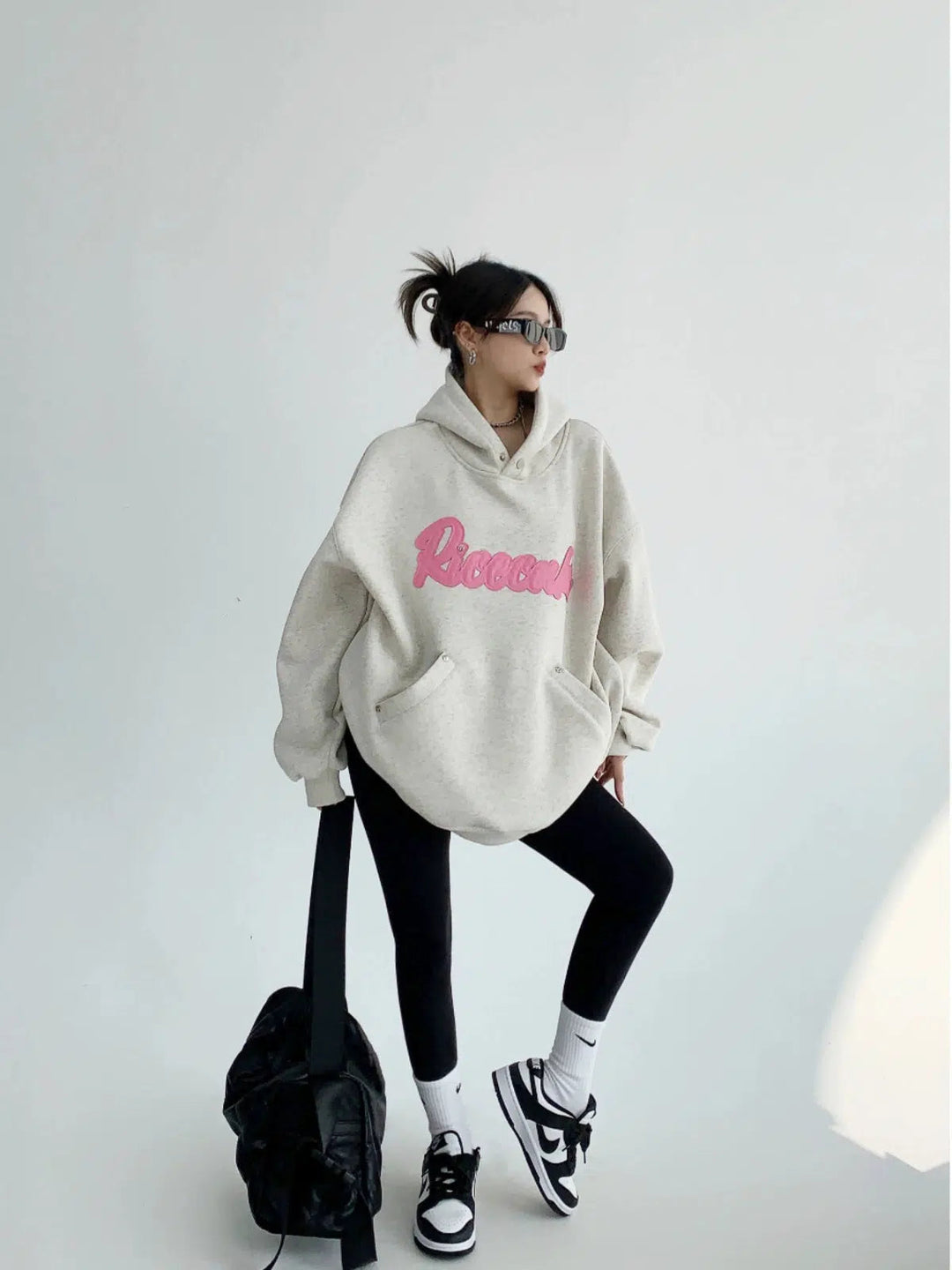 Oversized Pockets Graphic Hoodie