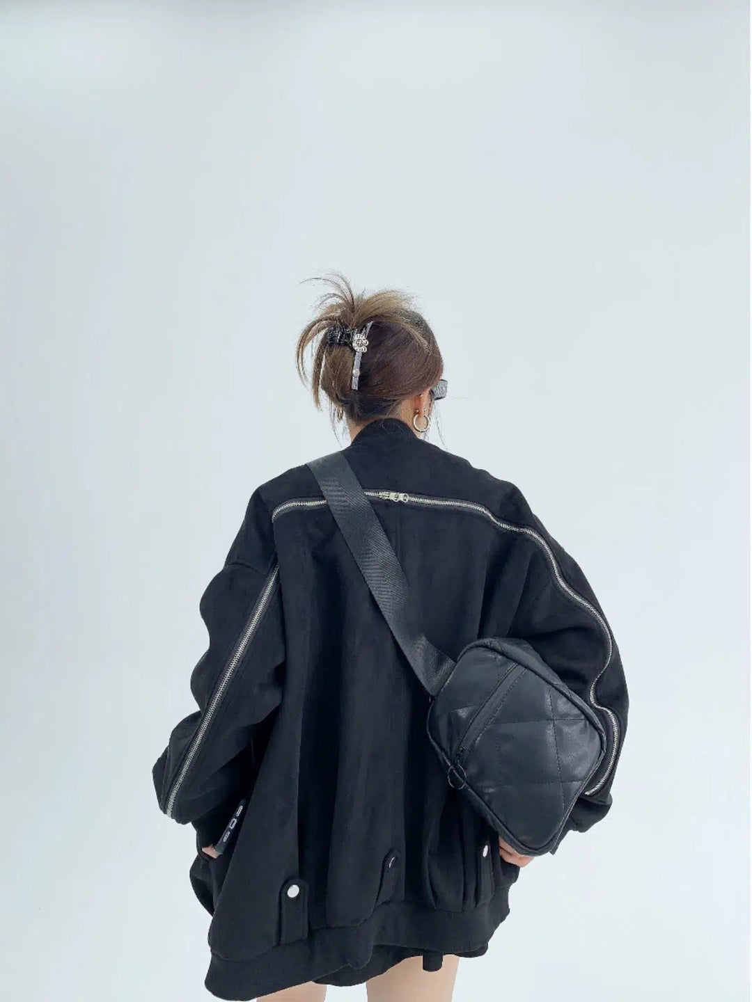 Oversized Pockets Zip-Up Coat