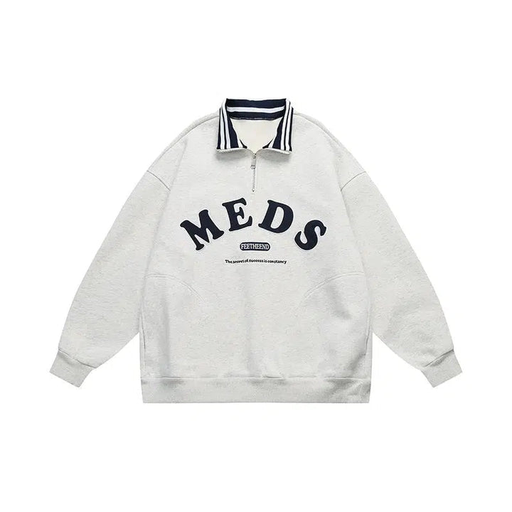 Oversized Embroidery Polo Sweatshirt