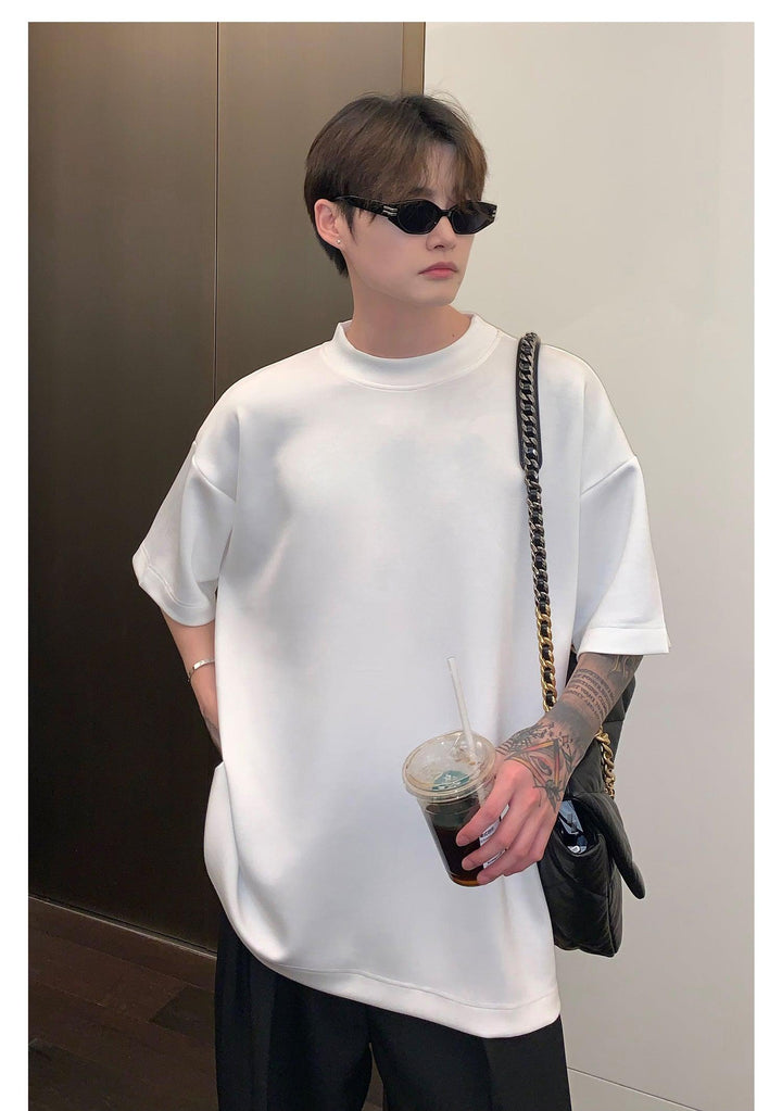 Oversized Round Neck Drape Short-sleeved T-shirt