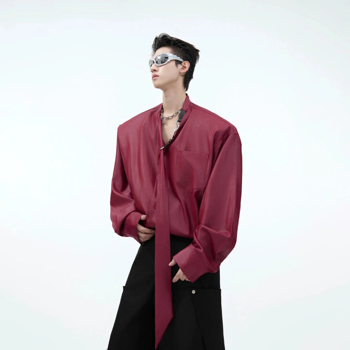 Oversized Satin Long-sleeved Shirt