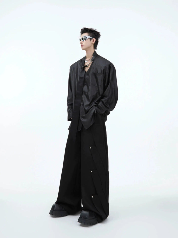 Oversized Satin Long-sleeved Shirt