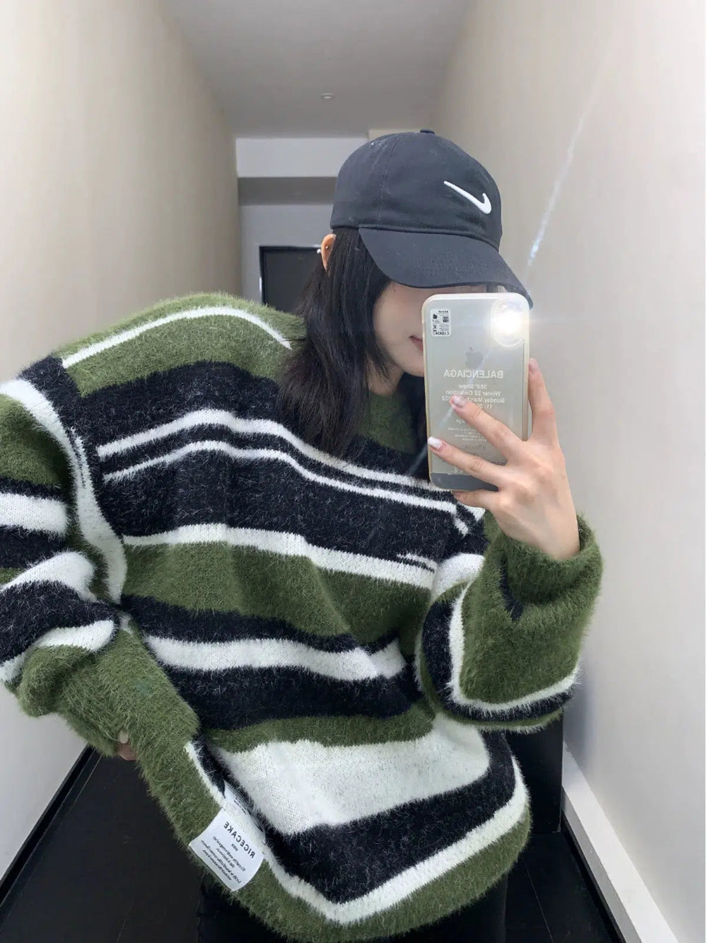 Oversized Striped Knit Sweatshirt