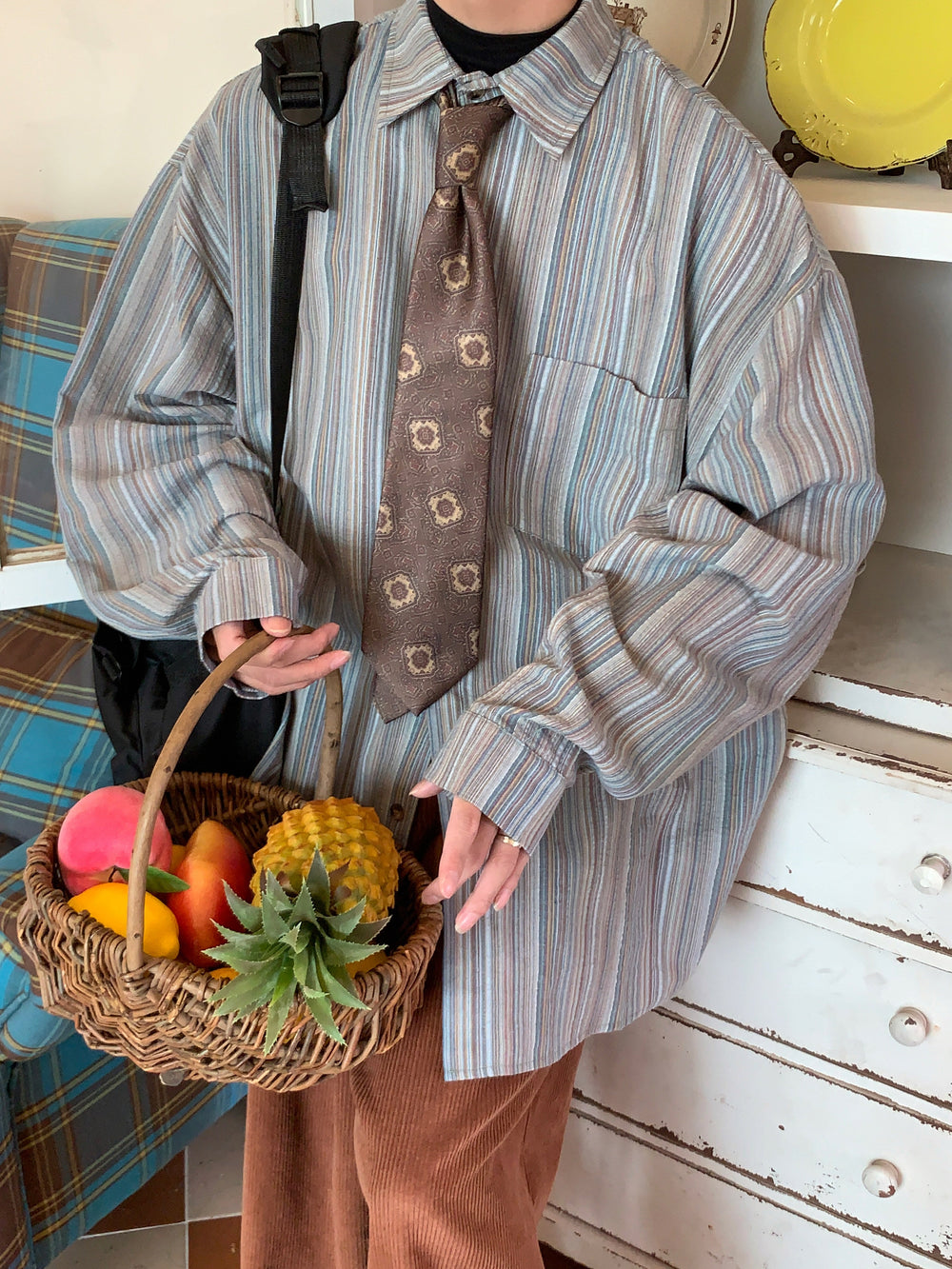 Oversized Striped Shirt (No Tie)