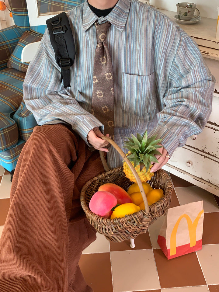 Oversized Striped Shirt (No Tie)