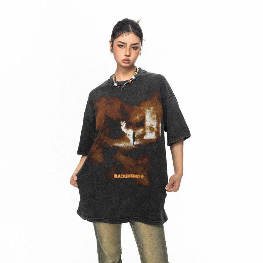 Oversized Washed Printed T-shirt