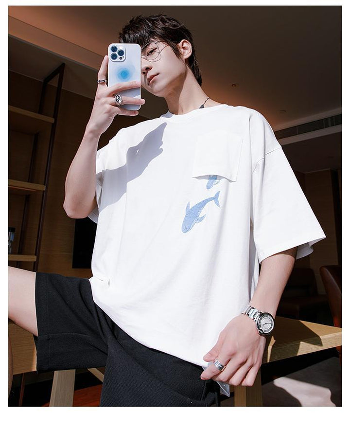 Oversized Whale Embroidered T-Shirt