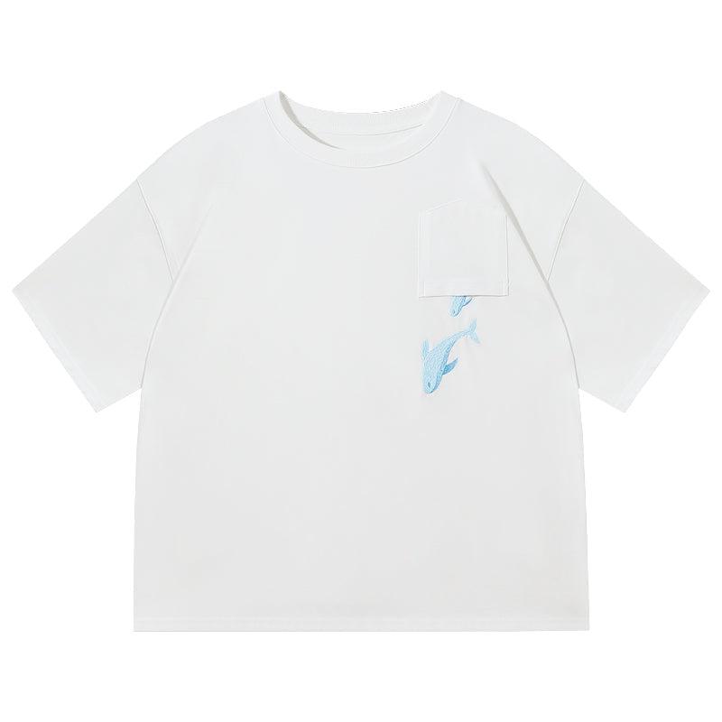 Oversized Whale Embroidered T-Shirt